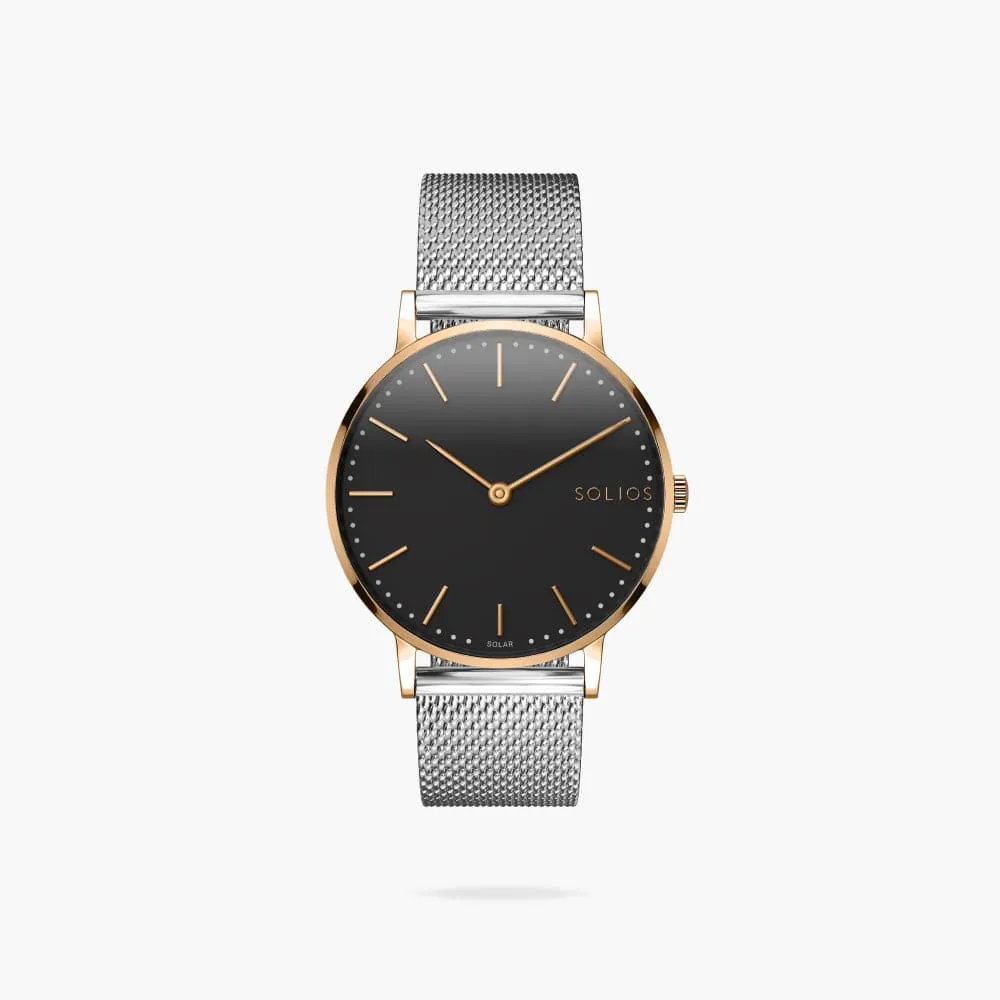 The Solar Classic | Black Dial - Rose Gold Case