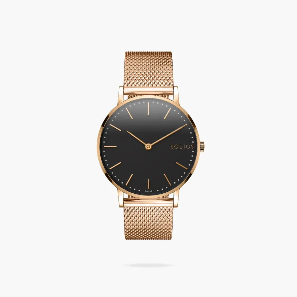 The Solar Classic | Black Dial - Rose Gold Case