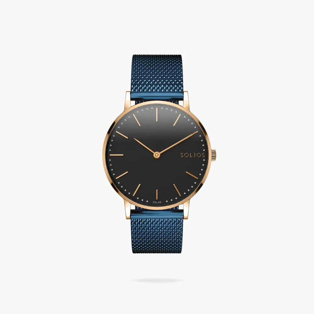 The Solar Classic | Black Dial - Rose Gold Case