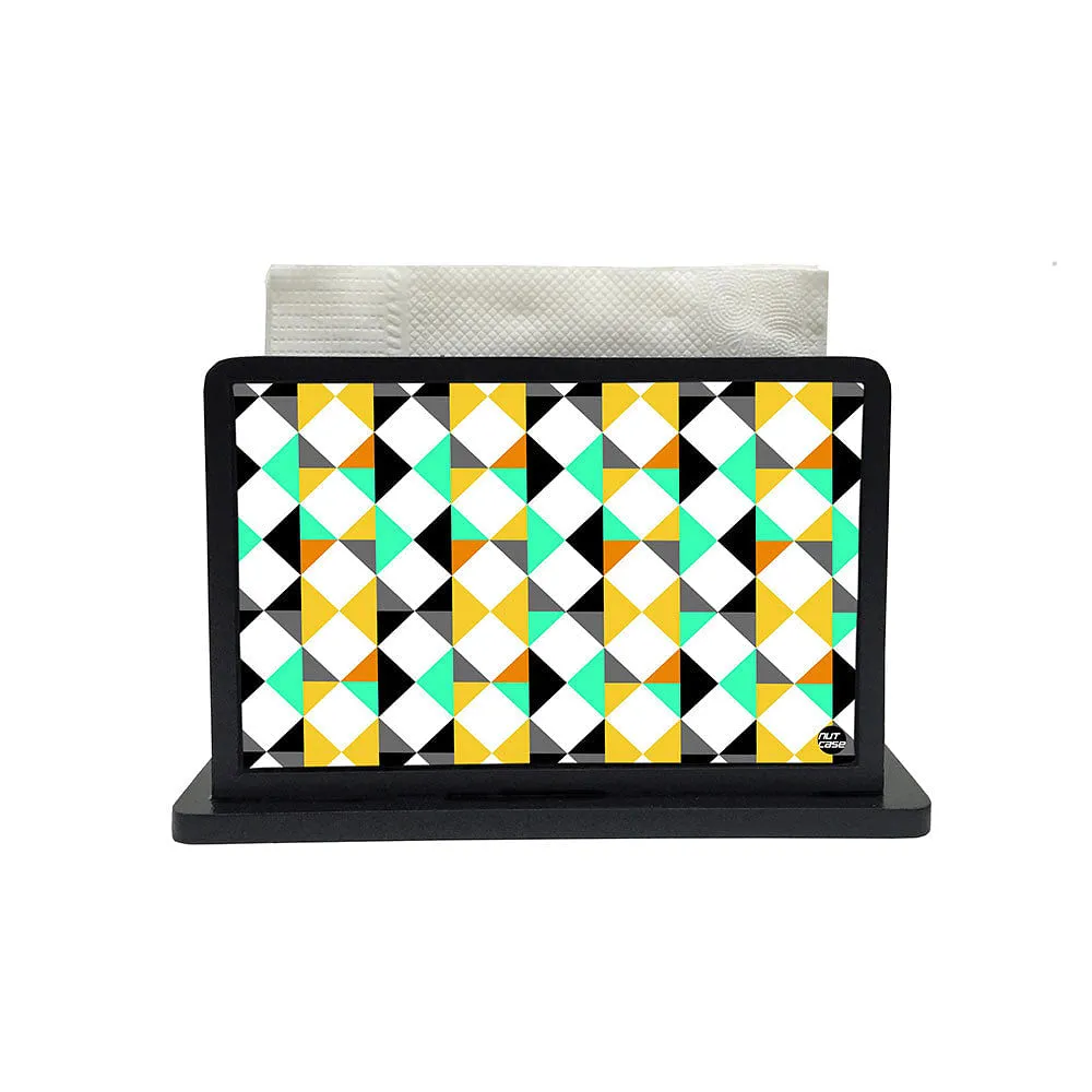 Tissue Holder Paper Napkin Stand - Yellow And Green Diamonds