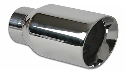Vibrant 3.00" Outlet O.D. Round Stainless Steel Tip (Double Wall, Angle Cut), 2.00" Inlet I.D.  - 1209