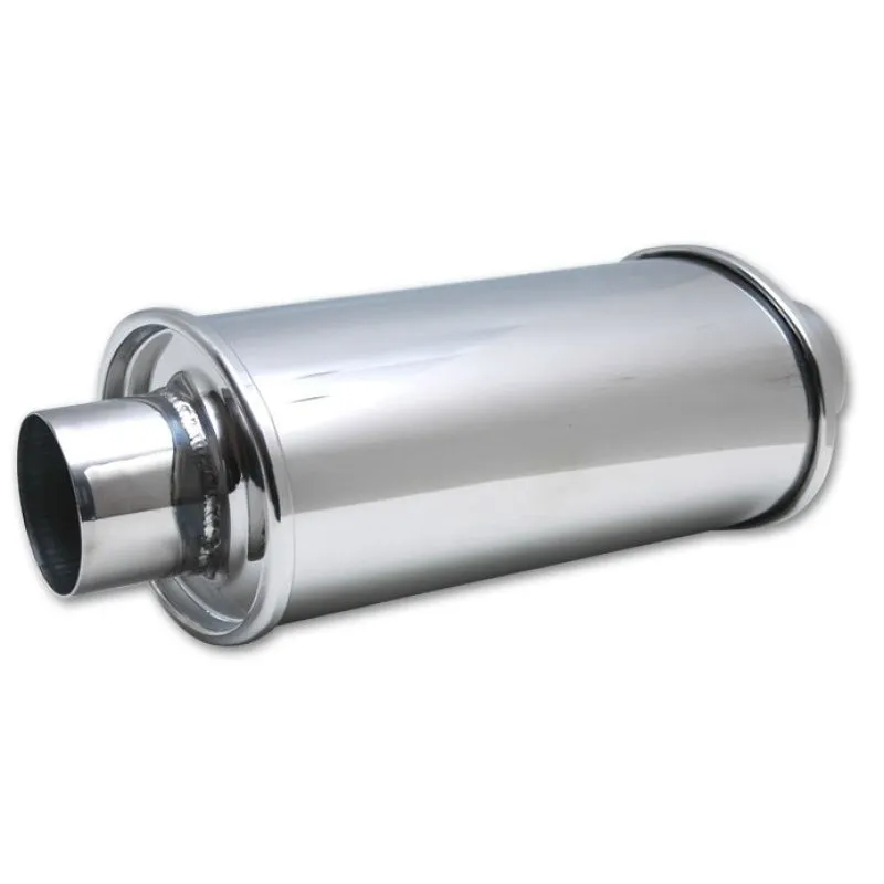 Vibrant Performance Ultra Quiet Resonator - 3-1/2 in Centered Inlet - 3-1/2 in Centered Outlet - 6-1/2 x 4-3/4 x 9-3/4 in Round Body - 13-3/4 in Long