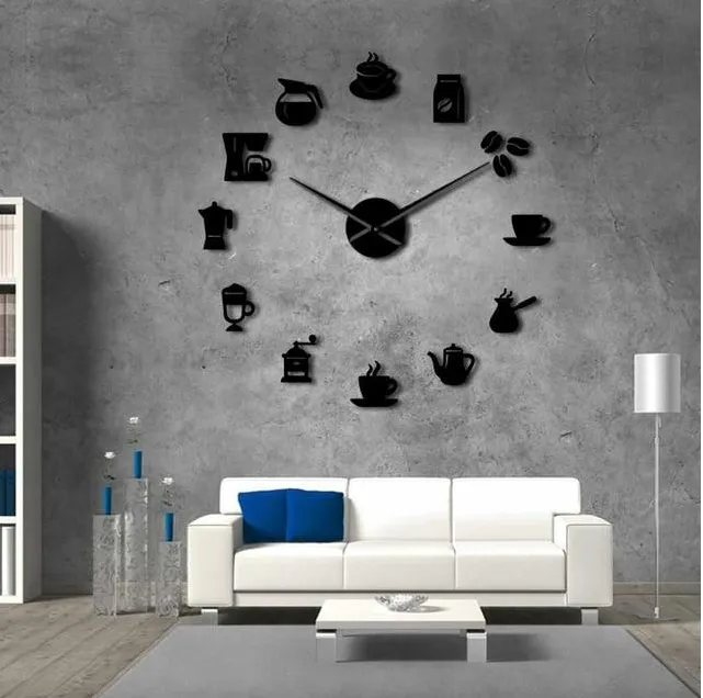 Wall clock living room bedroom creative 3D stereo mute home modern stylish decoration