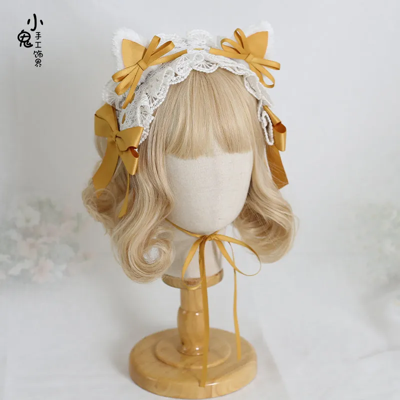 White Cat Ear Rectangle Headdress