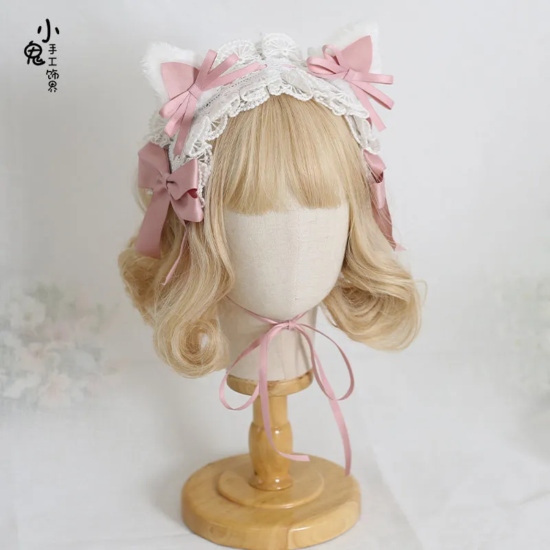 White Cat Ear Rectangle Headdress