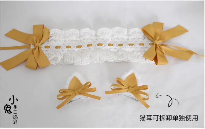 White Cat Ear Rectangle Headdress