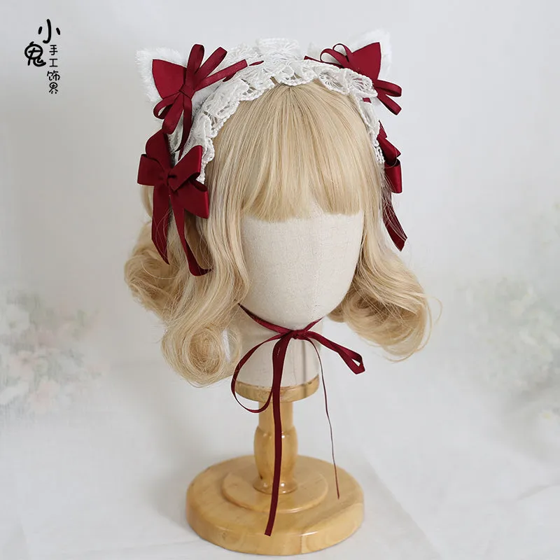 White Cat Ear Rectangle Headdress