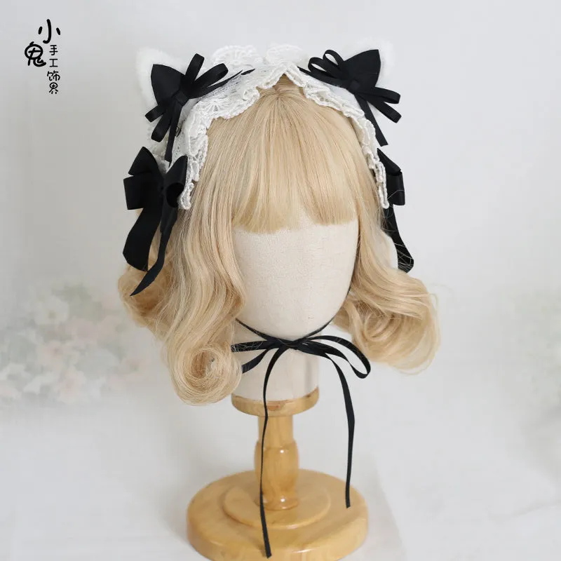 White Cat Ear Rectangle Headdress