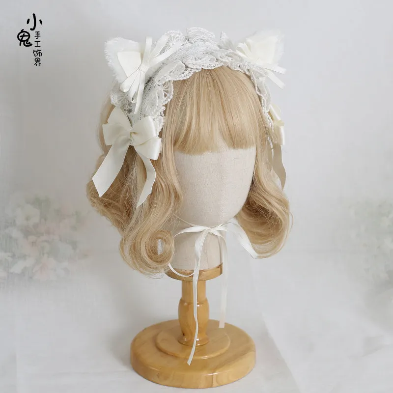 White Cat Ear Rectangle Headdress