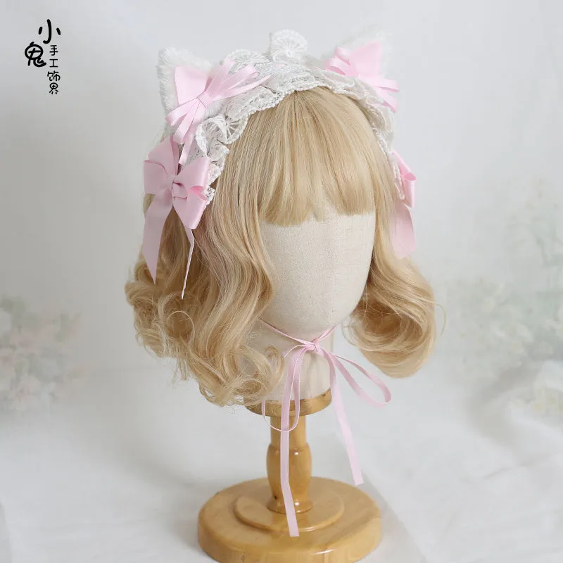 White Cat Ear Rectangle Headdress