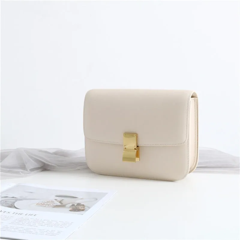 Womens Calfskin Leather Box Bag