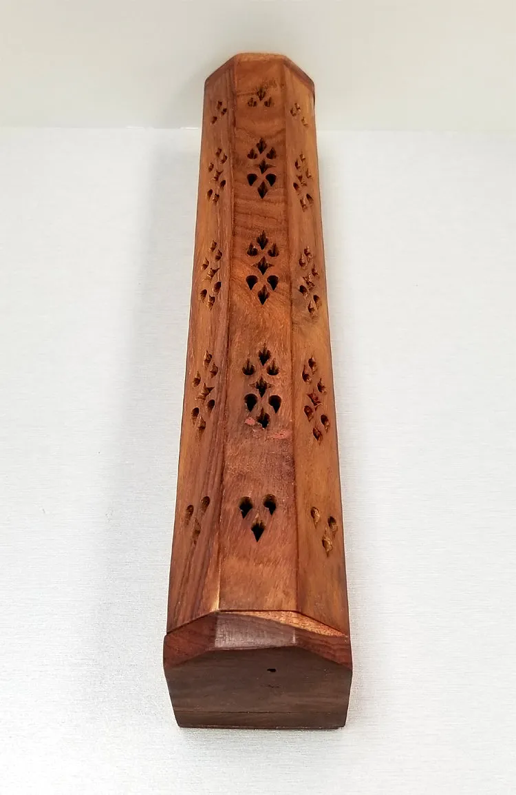 Wood Incense Coffin Box - Carved