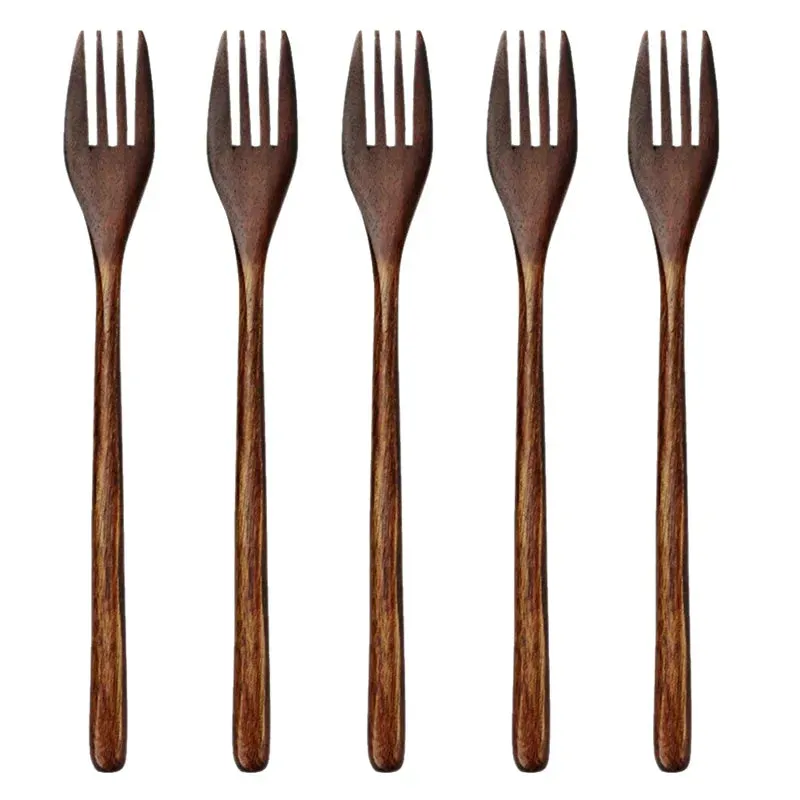 Wooden Forks, 5 Pieces Eco-Friendly Dinner Fork