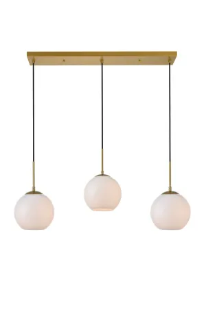 ZC121-LD2237BR - Living District: Baxter 3 Lights Brass Pendant With Frosted White Glass